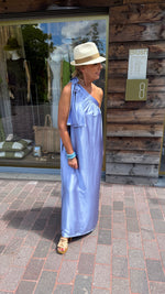 Afbeelding in Gallery-weergave laden, Satinlook jurk/ asymmetrisch/ JULIENNE
