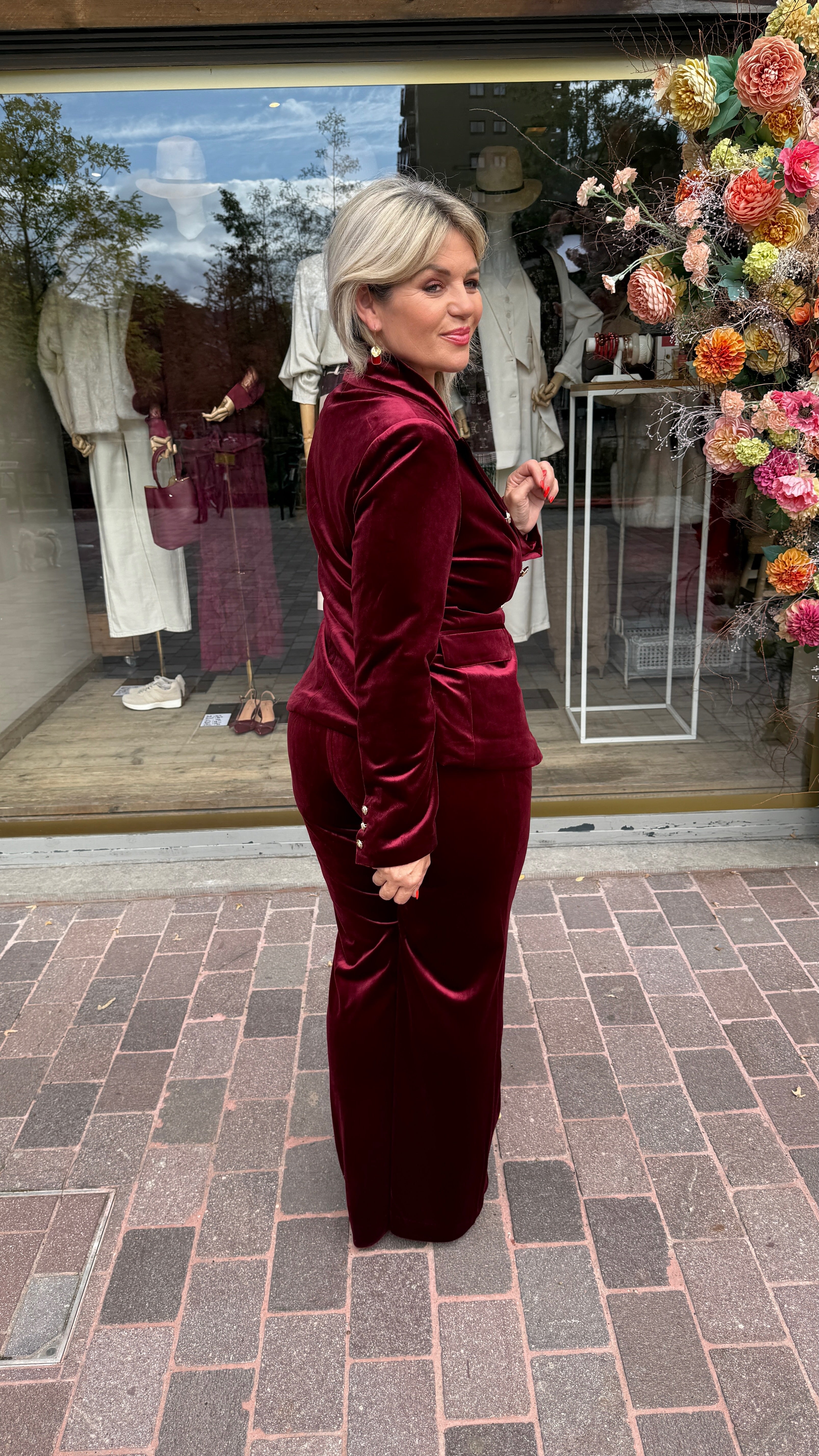 Velvet broek/MILA/ bordeaux