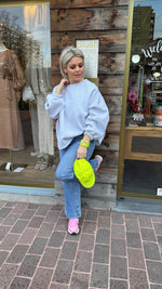 Afbeelding in Gallery-weergave laden, Sweater MERCI/ fluogeel
