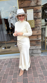 Afbeelding in Gallery-weergave laden, Satinlook rok met kant/ crème/ SUZETTE
