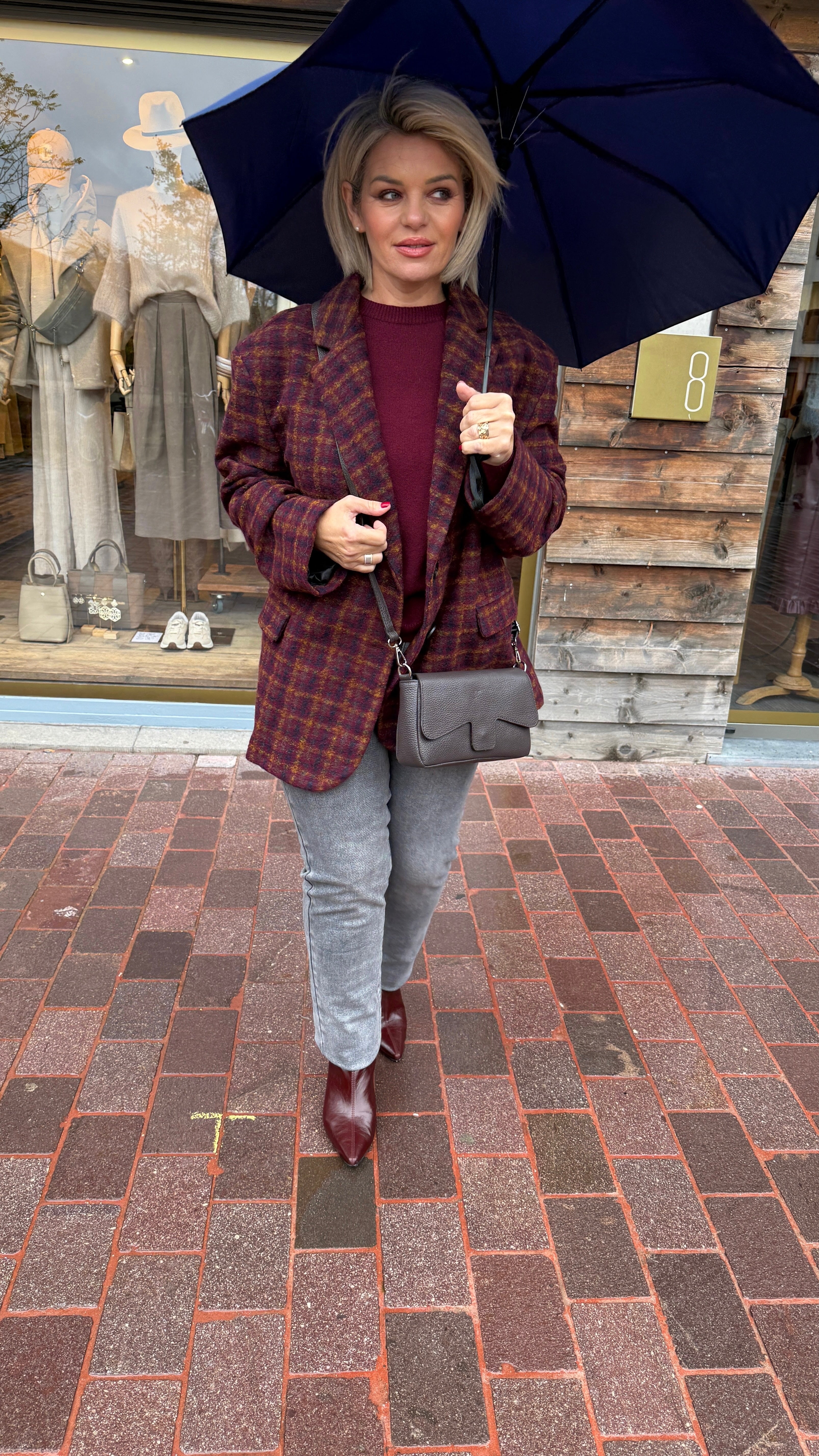 Blazer ruit/ bordeaux/ JULIETTA