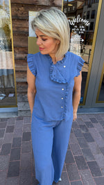 Afbeelding in Gallery-weergave laden, Blouse/linnen/blauw/MICHA
