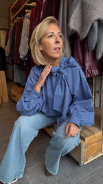 Afbeelding in Gallery-weergave laden, Hemd/ blauw/strik/JOSEFINE
