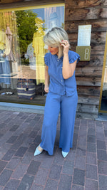 Afbeelding in Gallery-weergave laden, Blouse/linnen/blauw/MICHA
