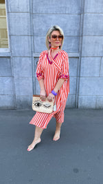 Afbeelding in Gallery-weergave laden, Jurk/ streep/ oranje/GHILAINE
