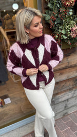 Afbeelding in Gallery-weergave laden, Cardigan/ Burlington ruit/ burgundy
