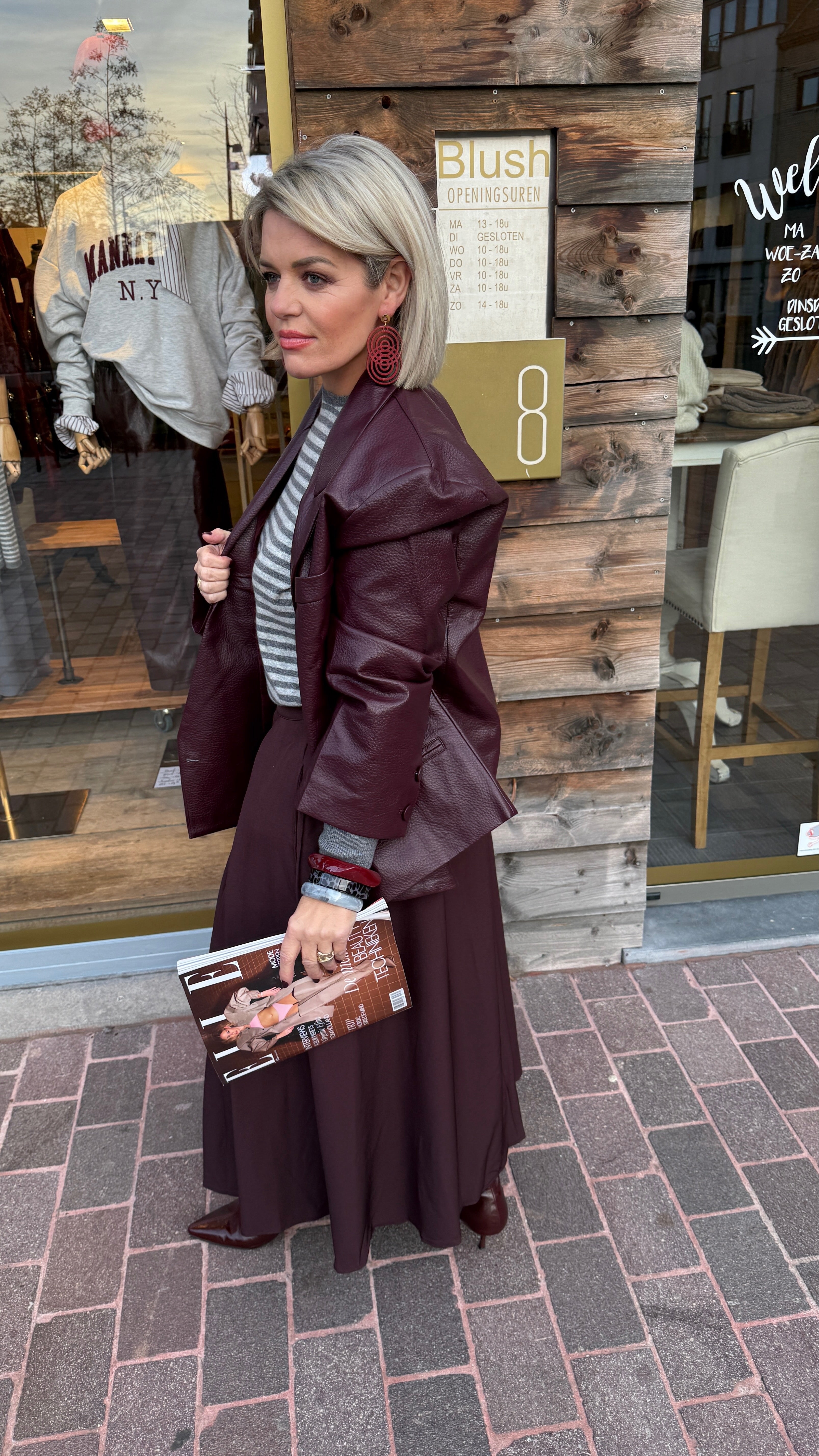 Lederlook jas/ bordeaux/LIES
