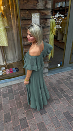 Afbeelding in Gallery-weergave laden, Off shoulder jurk/ groen/TESS
