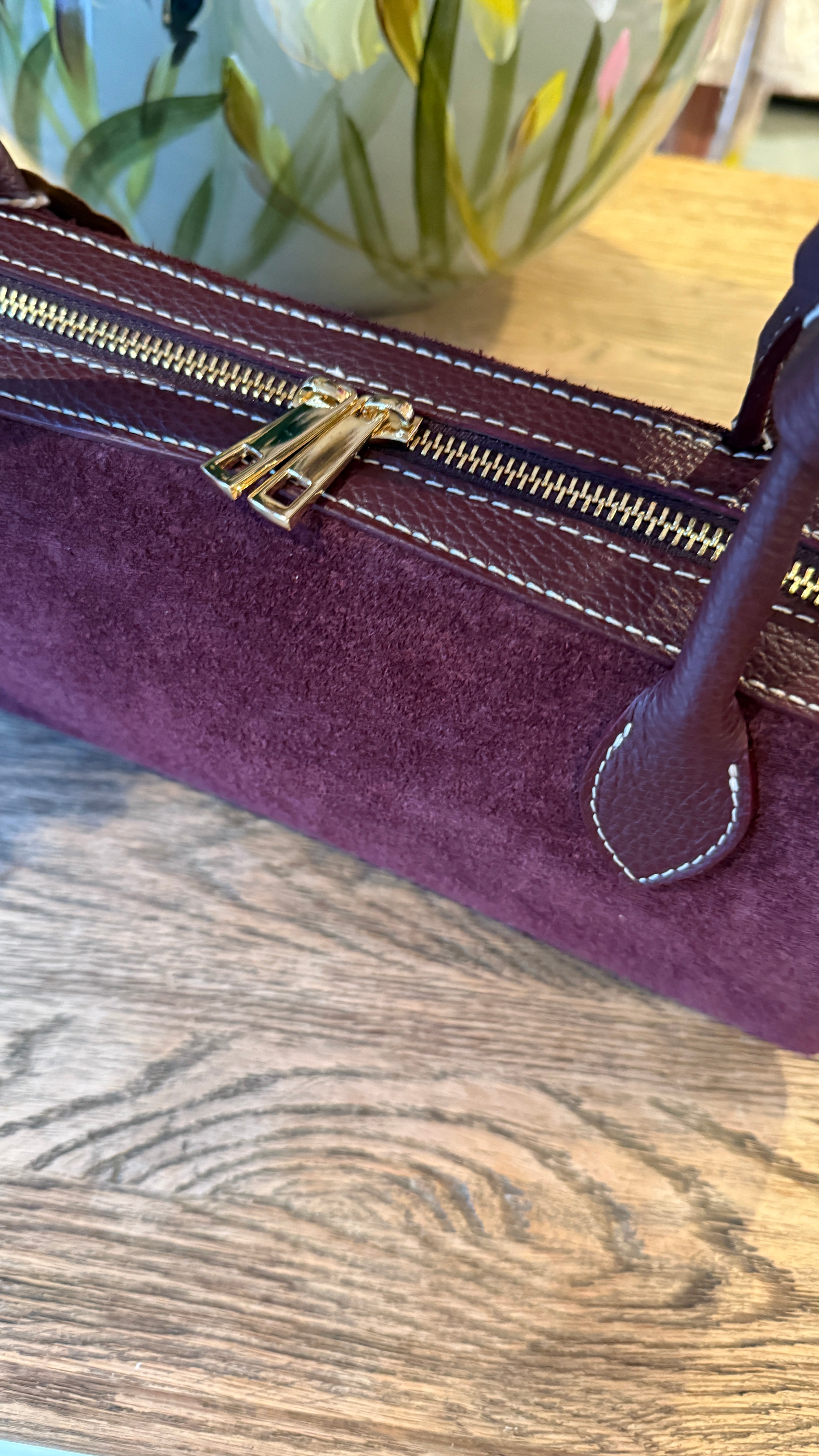 Tas / leder/ suède/ burgundy