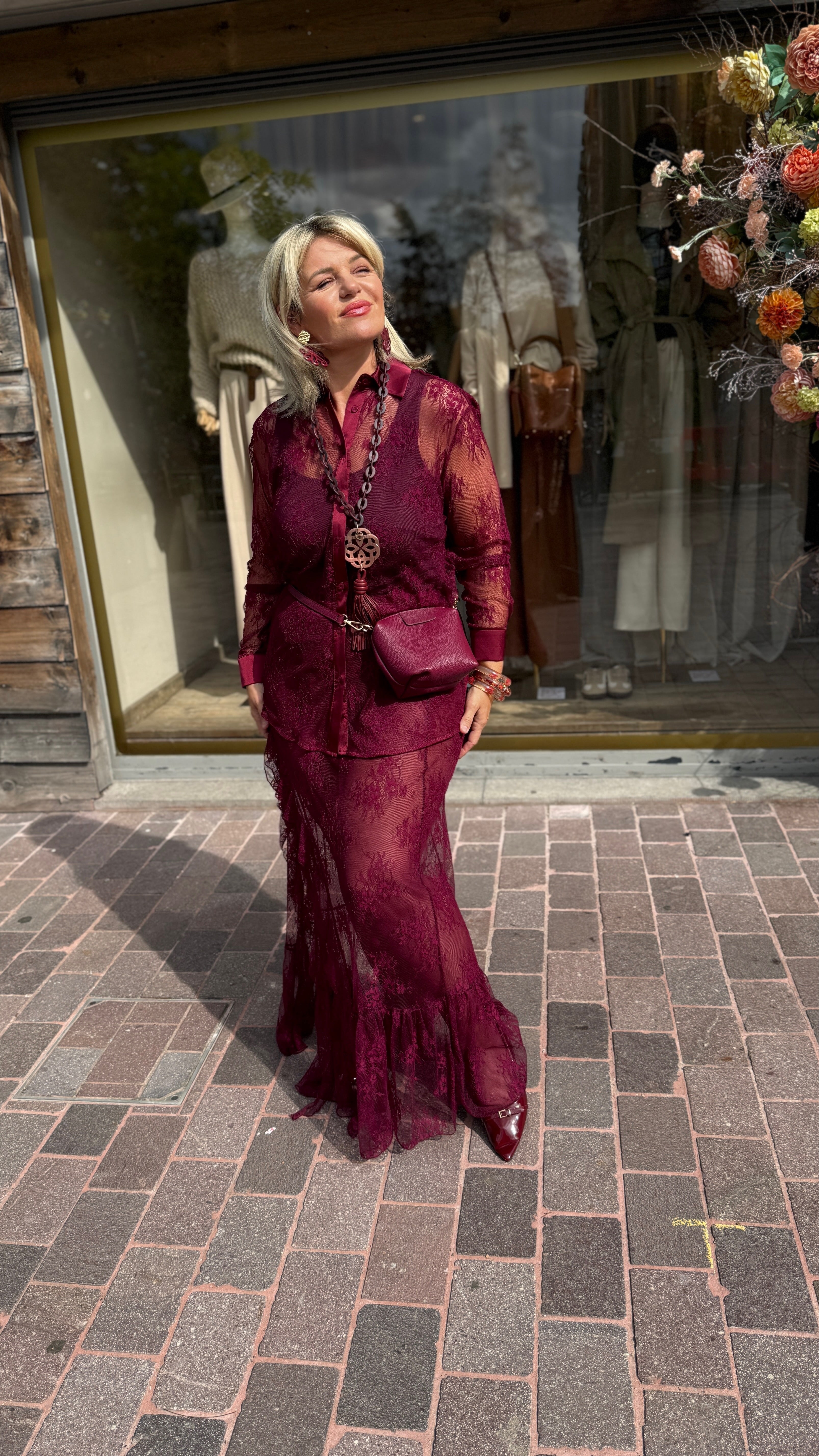 Rok/ kant/bordeaux/ LINDE