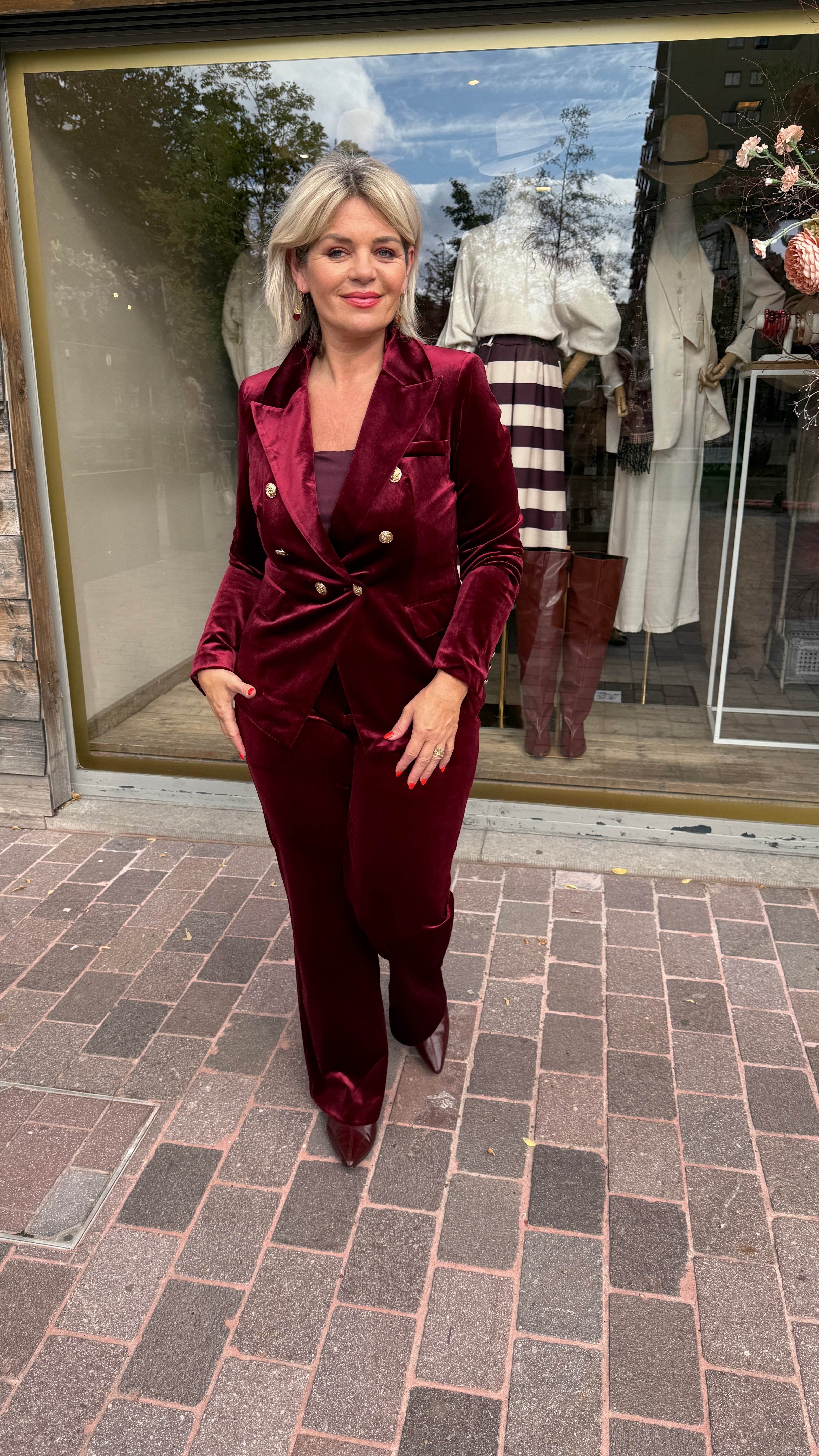 Velvet broek/MILA/ bordeaux