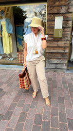 Afbeelding in Gallery-weergave laden, Broek/streep/camel/GUSTA

