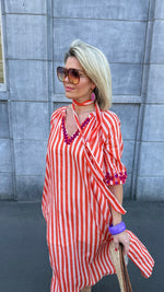 Afbeelding in Gallery-weergave laden, Jurk/ streep/ oranje/GHILAINE

