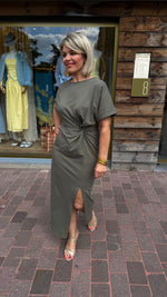 Afbeelding in Gallery-weergave laden, Jurk/ knoop/ kaki
