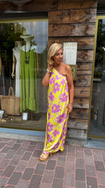 Afbeelding in Gallery-weergave laden, Satinlook jurk/ asymmetrisch/JULIENNE
