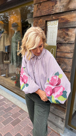 Afbeelding in Gallery-weergave laden, Hemd/ ballonmouw/ geborduurde bloem/LEA

