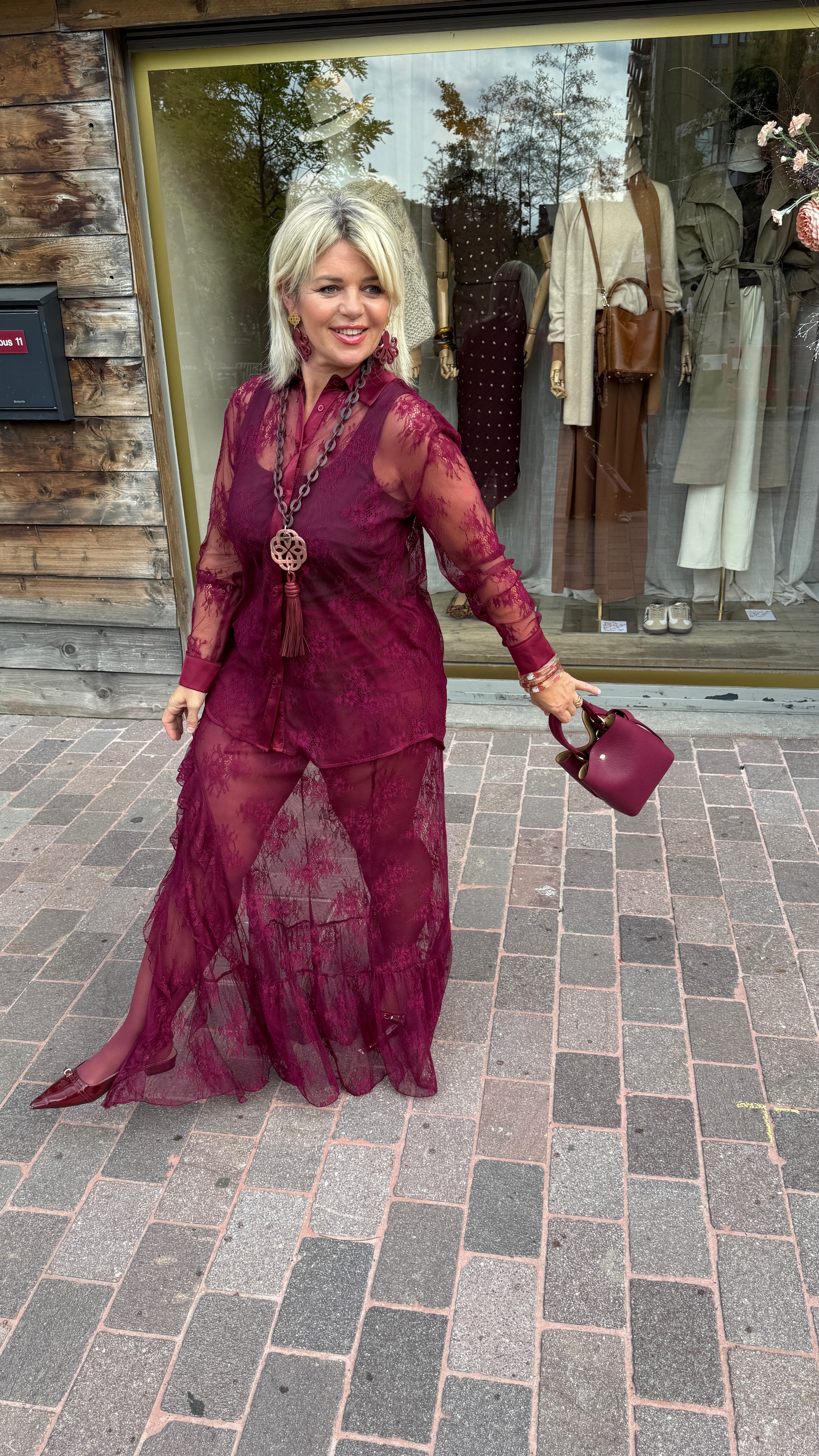 Rok/ kant/bordeaux/ LINDE
