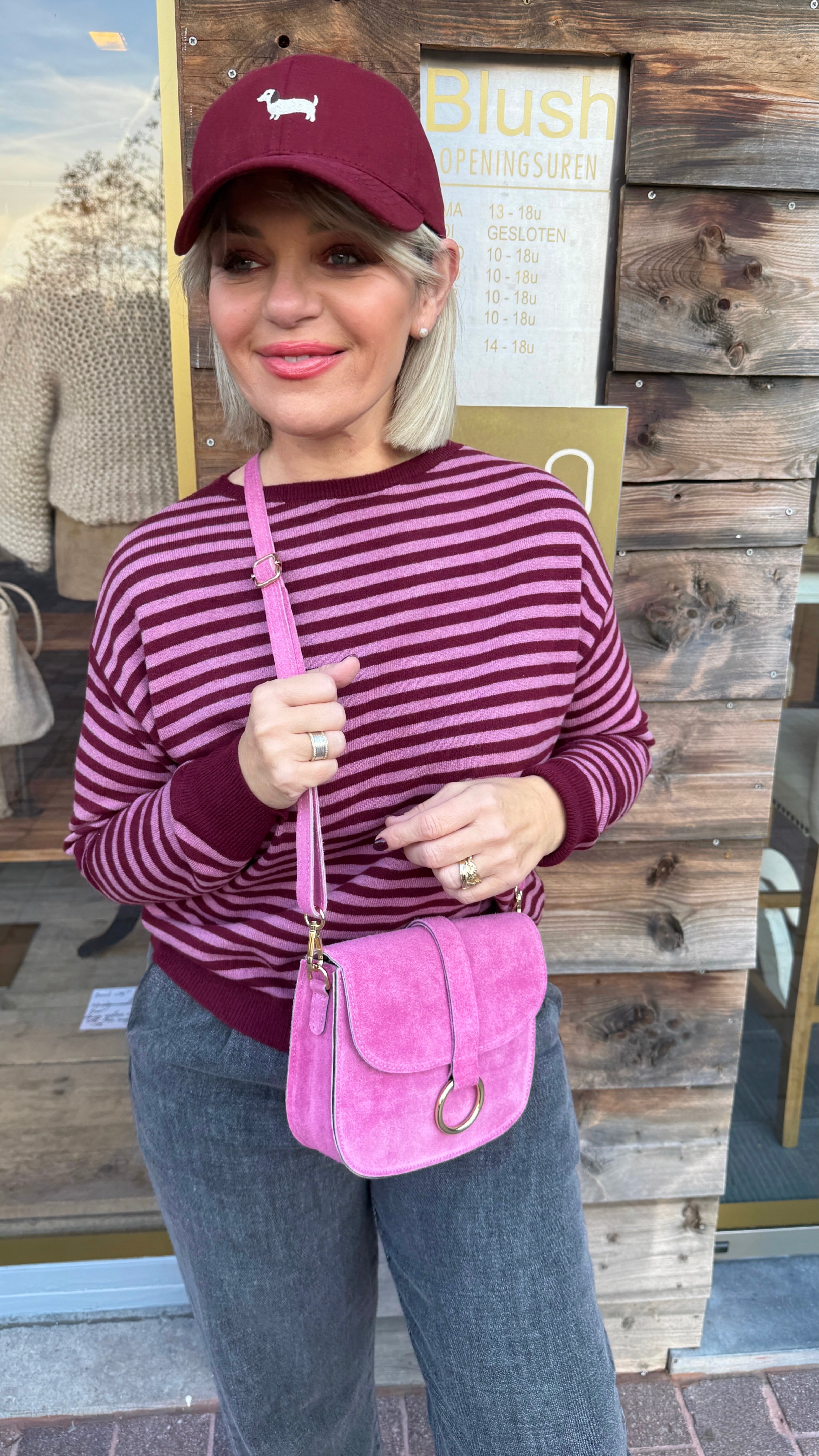 Trui/ roze- bordeaux /MILLE