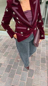 Velvet blazer met steentjes/ LEANNE