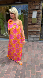 Afbeelding in Gallery-weergave laden, Satinlook jurk/ asymmetrisch/ JULIENNE
