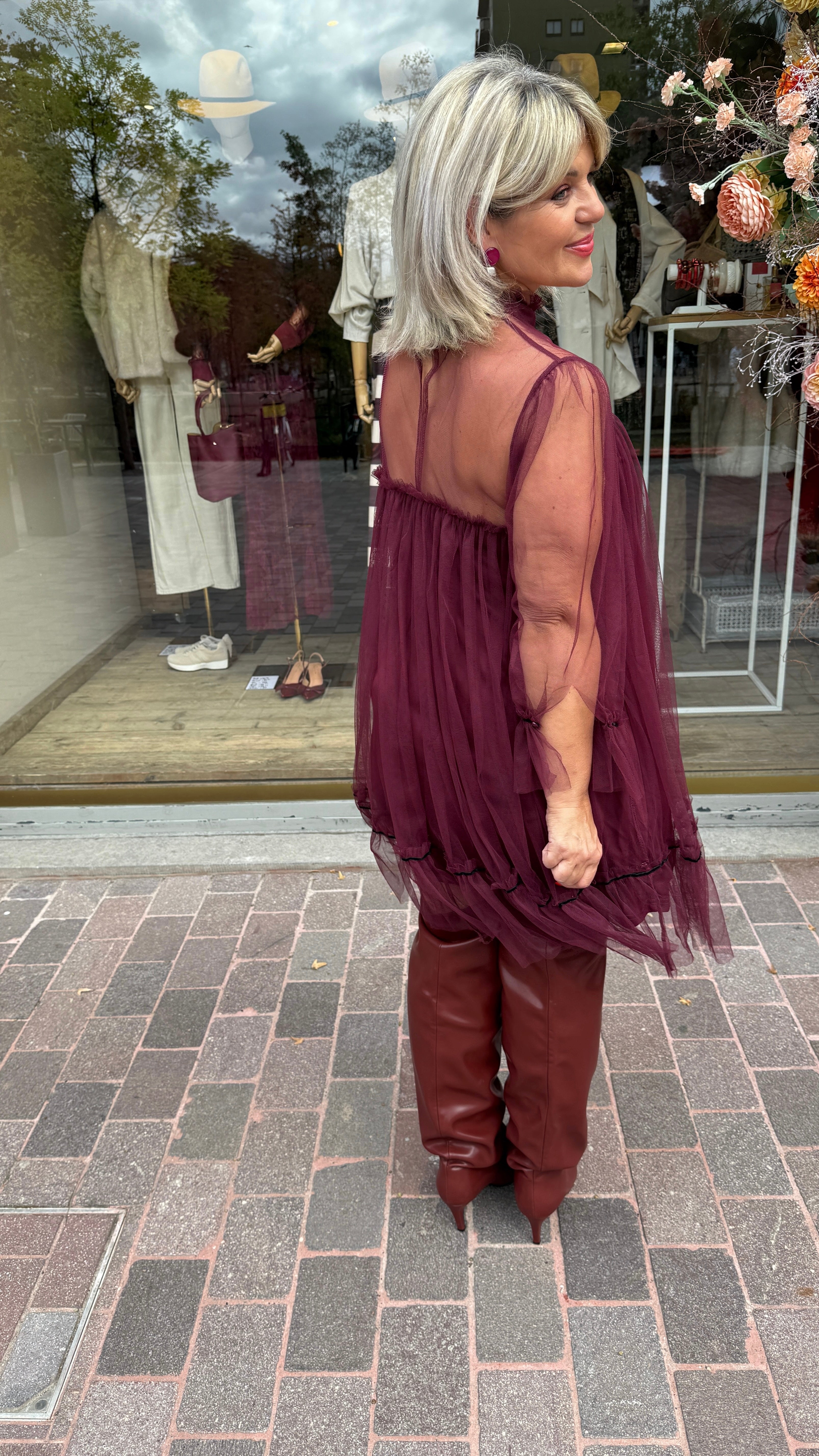 Overknee laars/ bordeaux/ MARRON