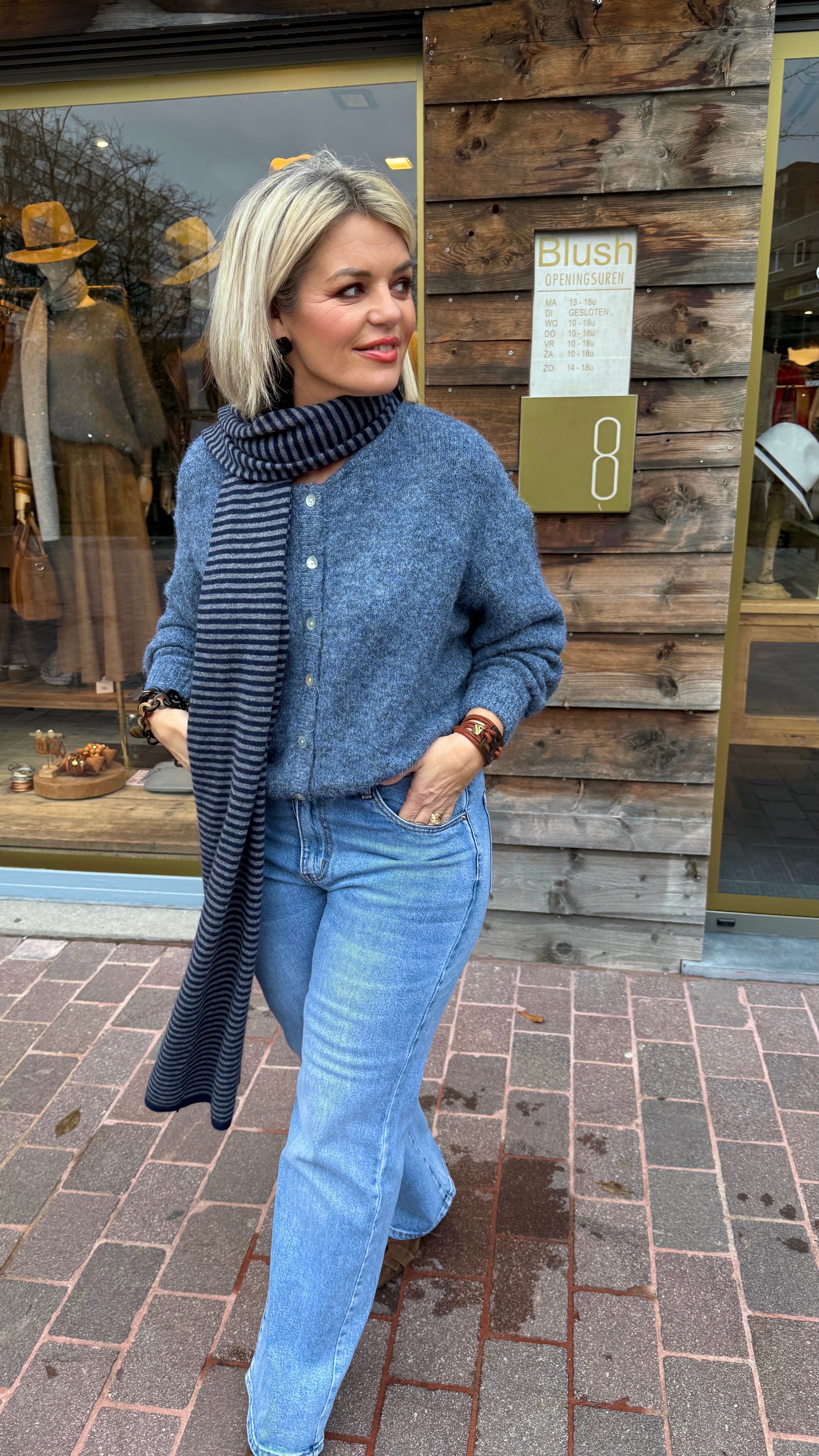 Cardigan/ jeansblauw/LIZETTE