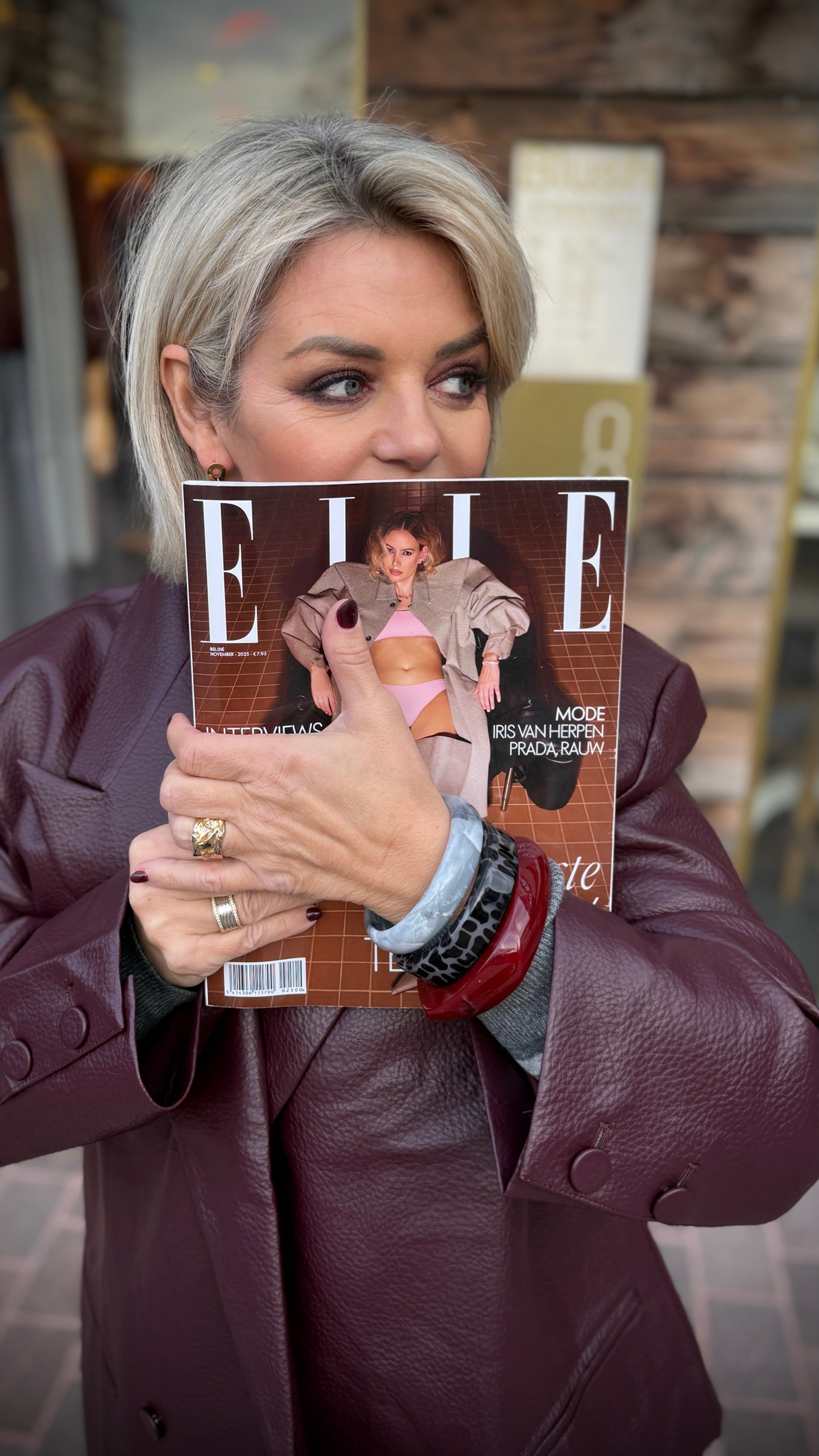 Lederlook jas/ bordeaux/LIES