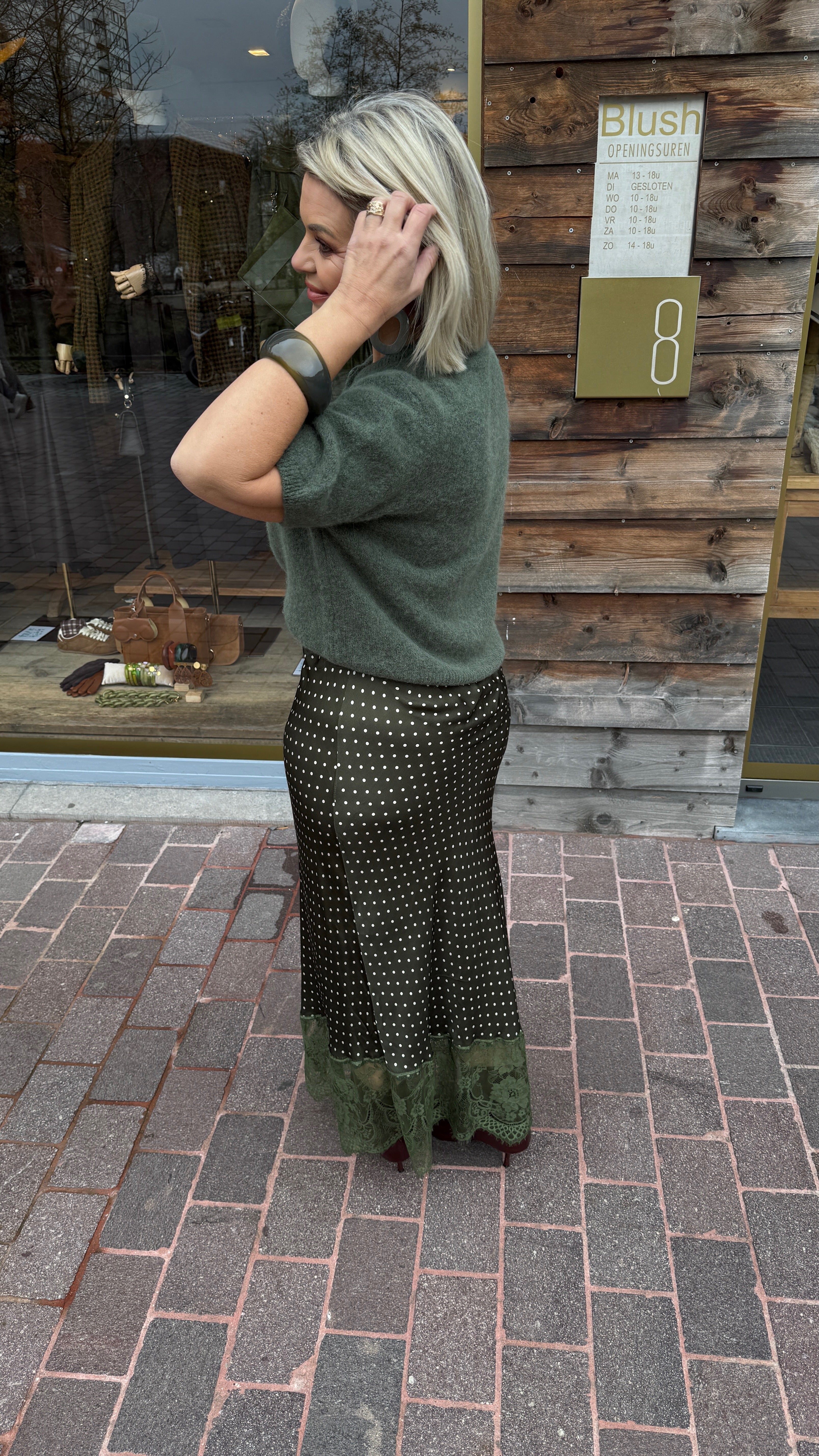 Groene rok/ polkadot/ALINE