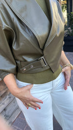 Afbeelding in Gallery-weergave laden, Lederlook vest / groen/ NAVY
