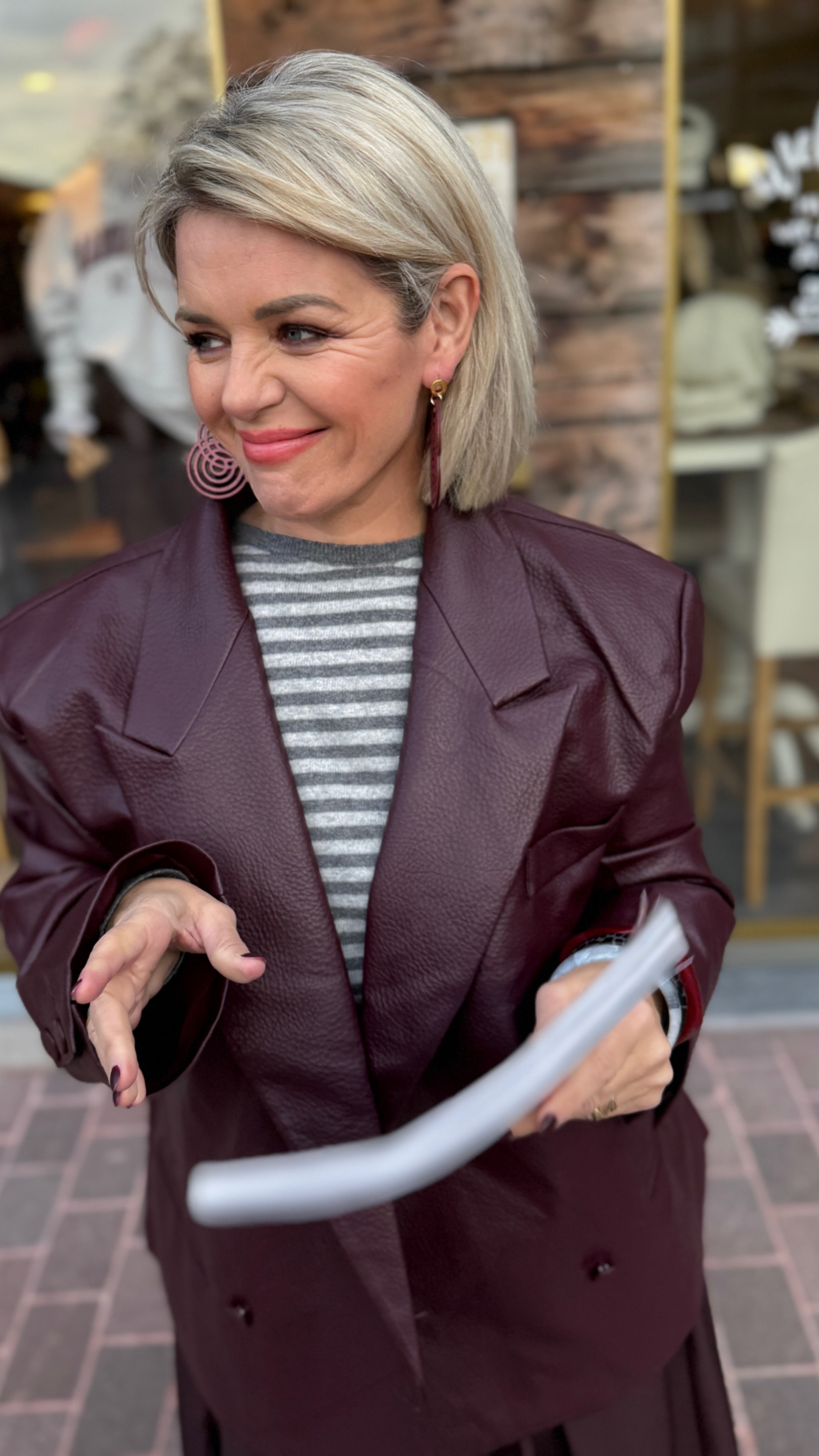 Lederlook jas/ bordeaux/LIES