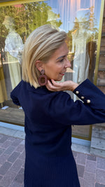 Afbeelding in Gallery-weergave laden, Blauwe vest/ gouden knoop/ JULIE
