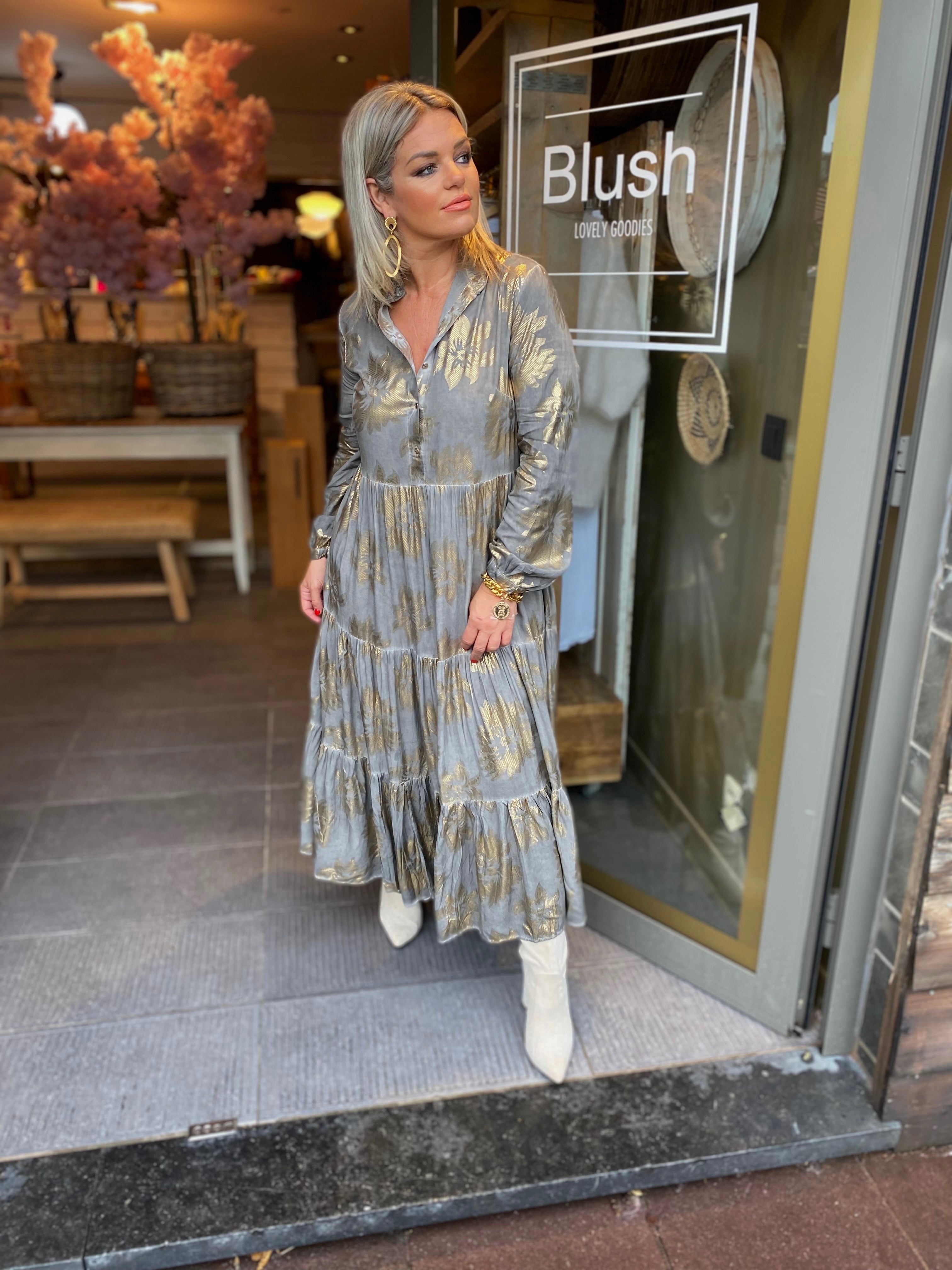 MAXIDRESS MARE/ gouden bloem