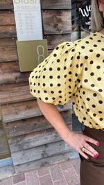 Afbeelding in Gallery-weergave laden, Blouse/ polkadot/geel
