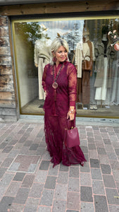 Rok/ kant/bordeaux/ LINDE