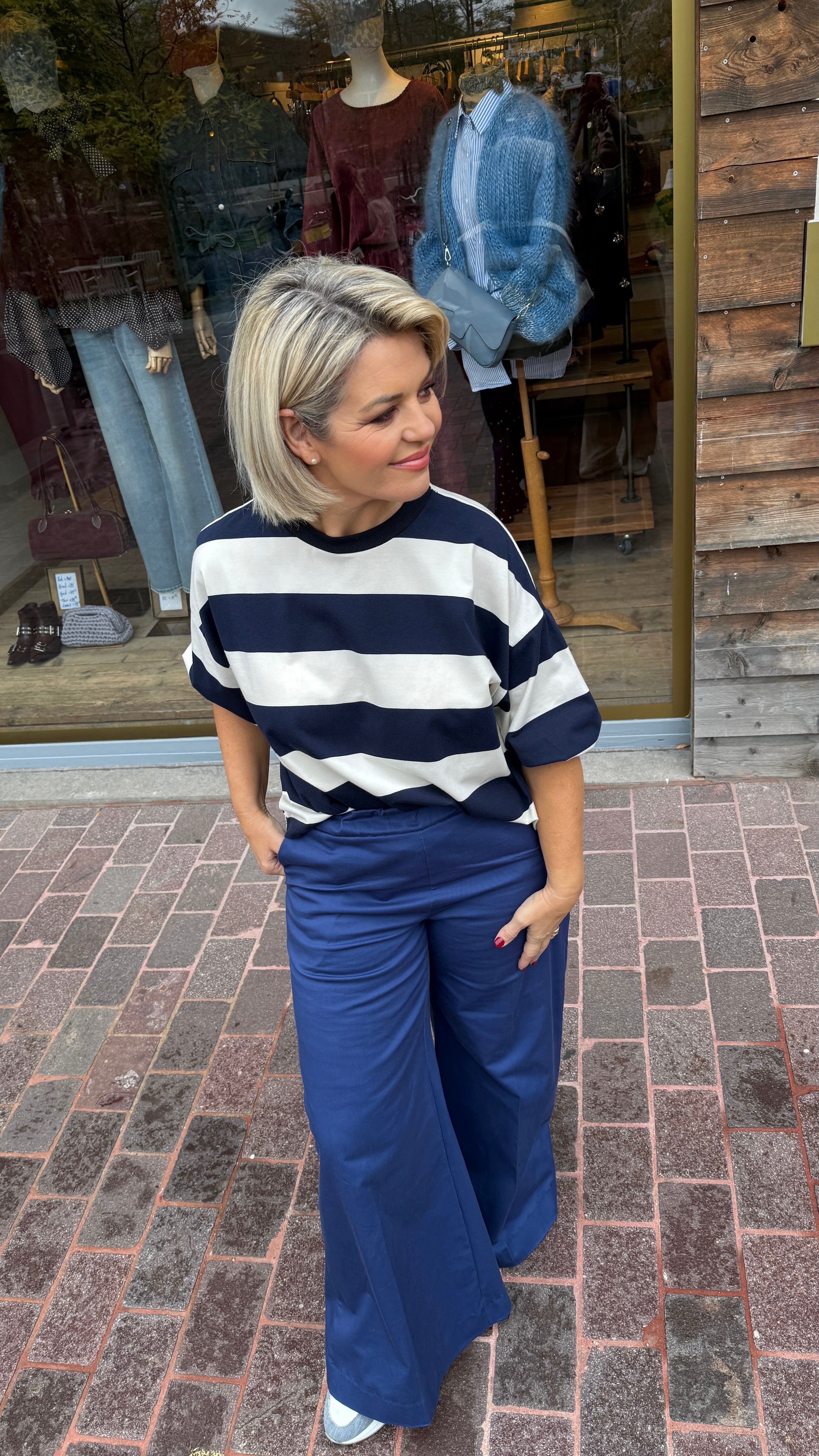Sweater/ blauw/STRIPE
