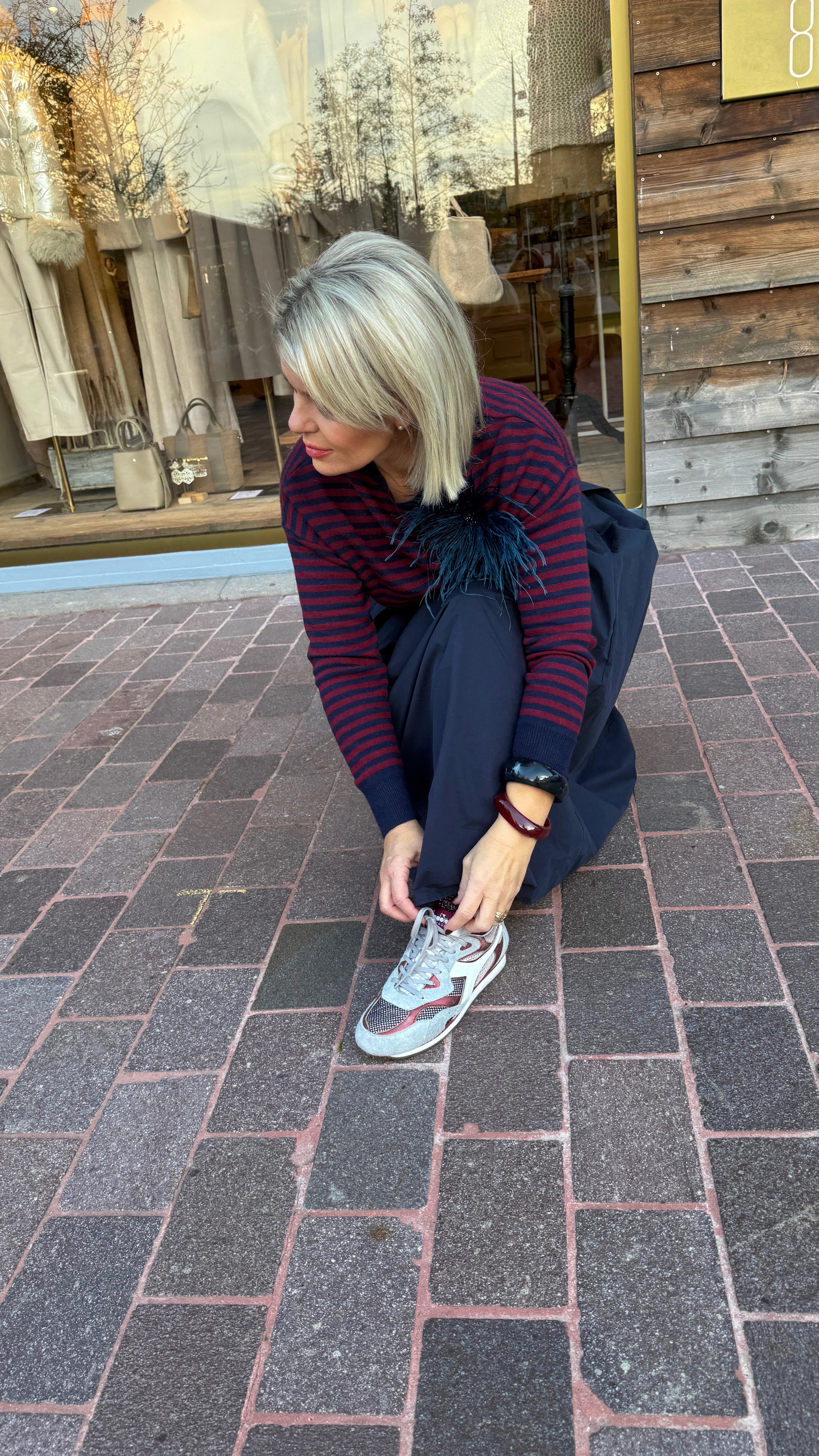 Trui/ bordeaux-blauw/MILLE