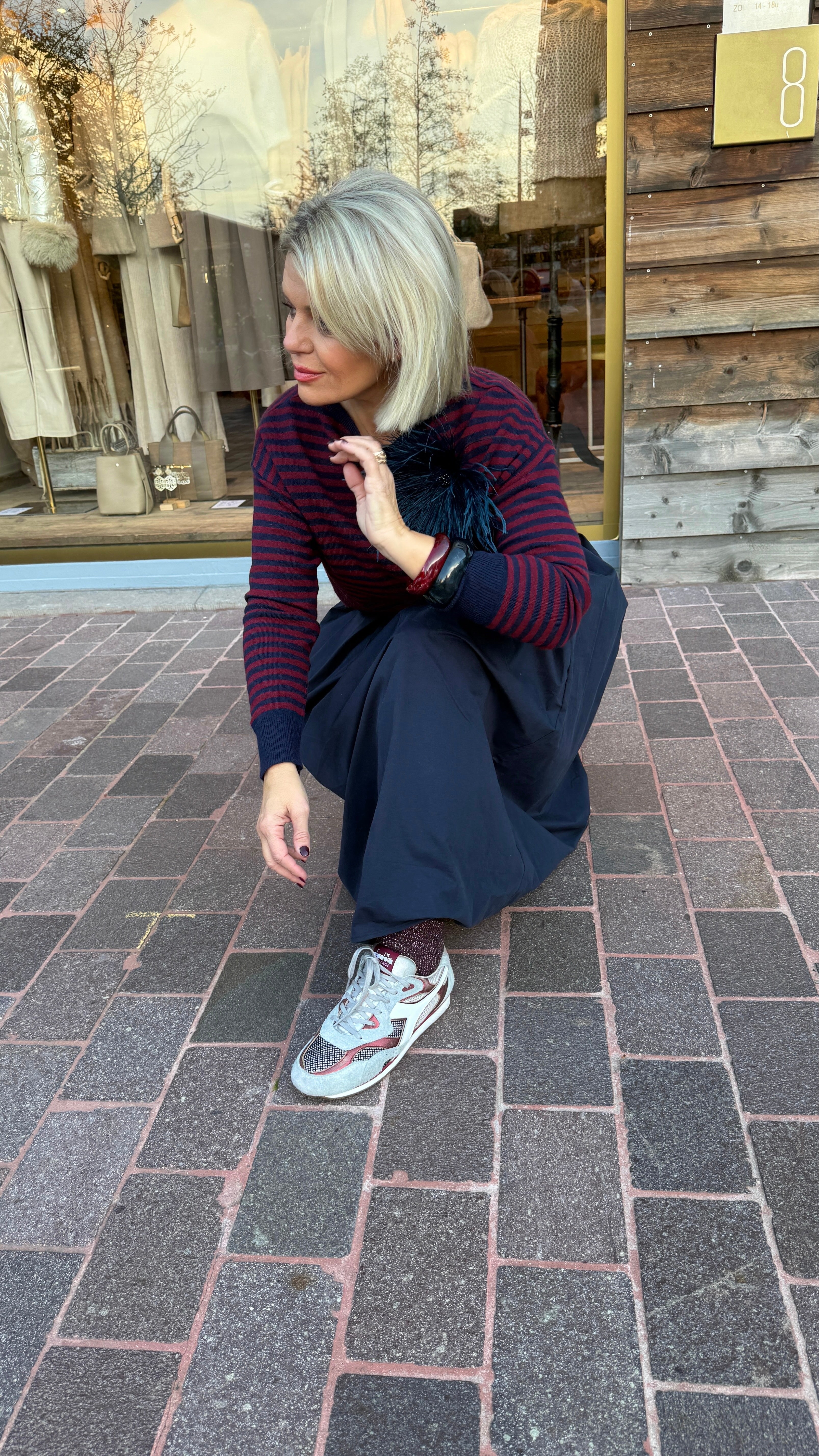 Trui/ bordeaux-blauw/MILLE