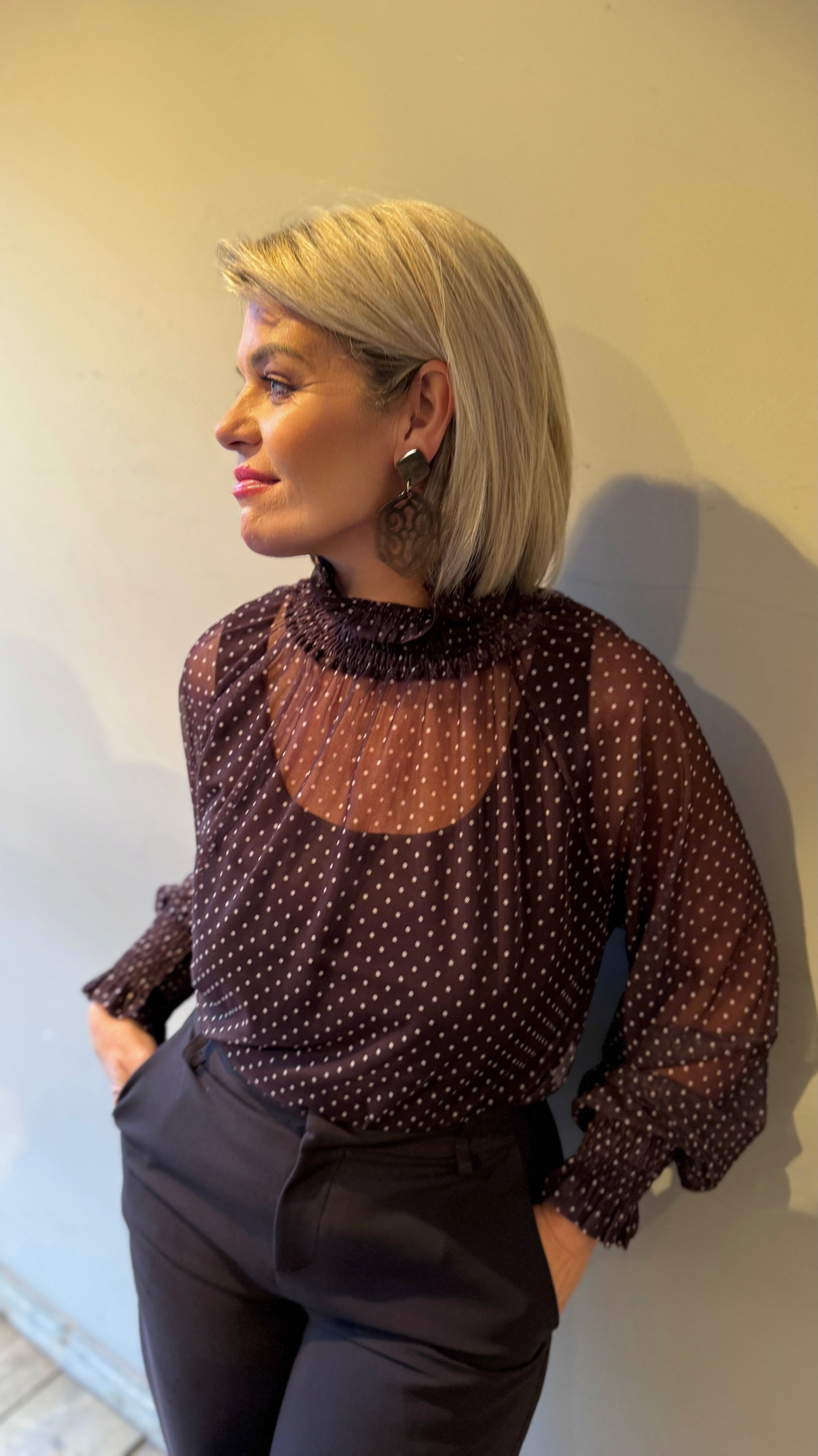 Blouse/ polkadot/bruin/JOAN
