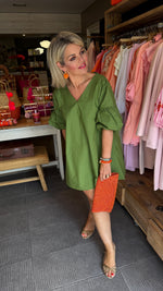 Afbeelding in Gallery-weergave laden, Jurk/ pofmouw/ groen/ NANCE
