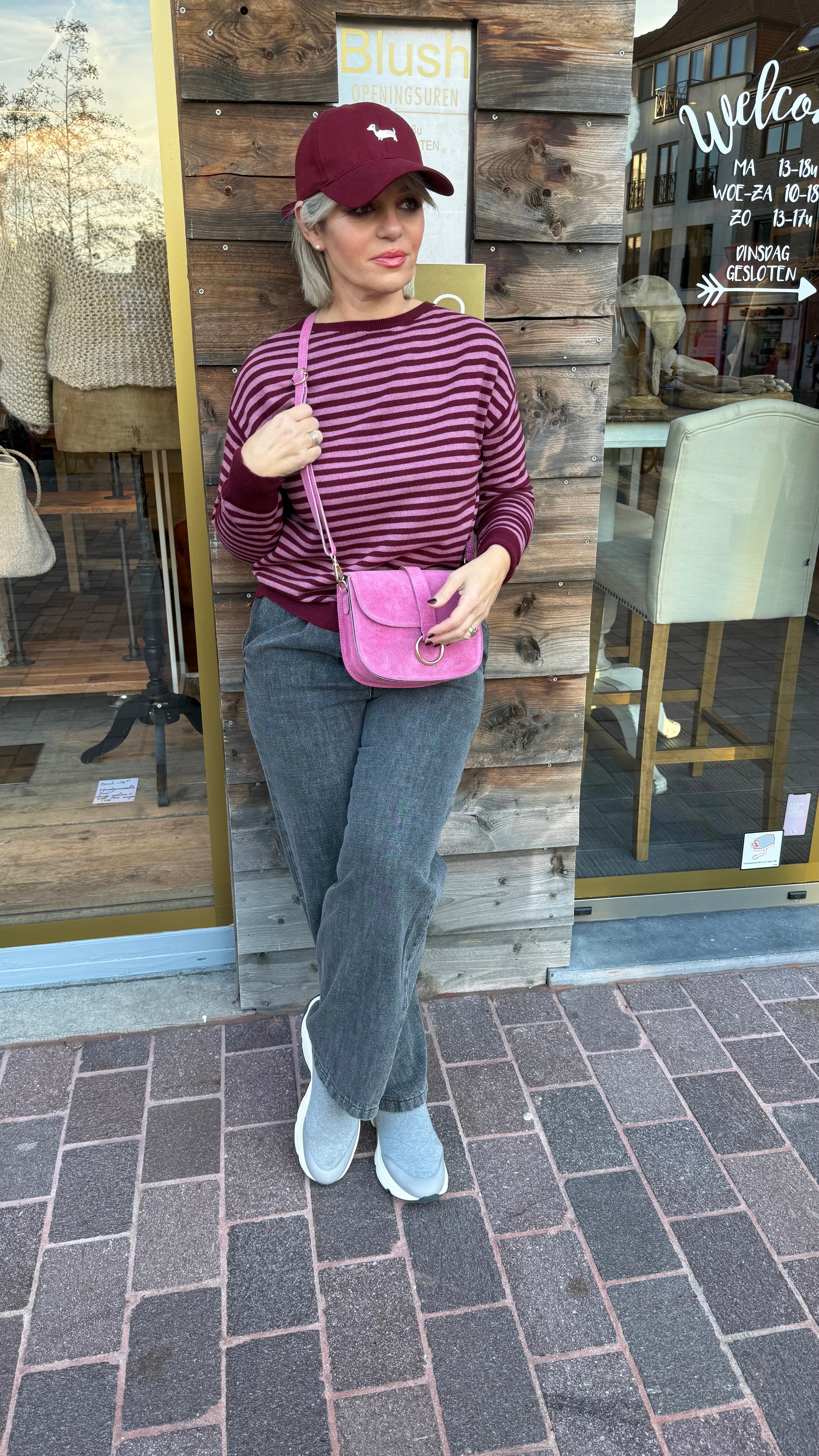 Trui/ roze- bordeaux /MILLE