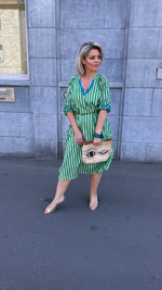 Afbeelding in Gallery-weergave laden, Jurk/streep/ groen/GHILAINE
