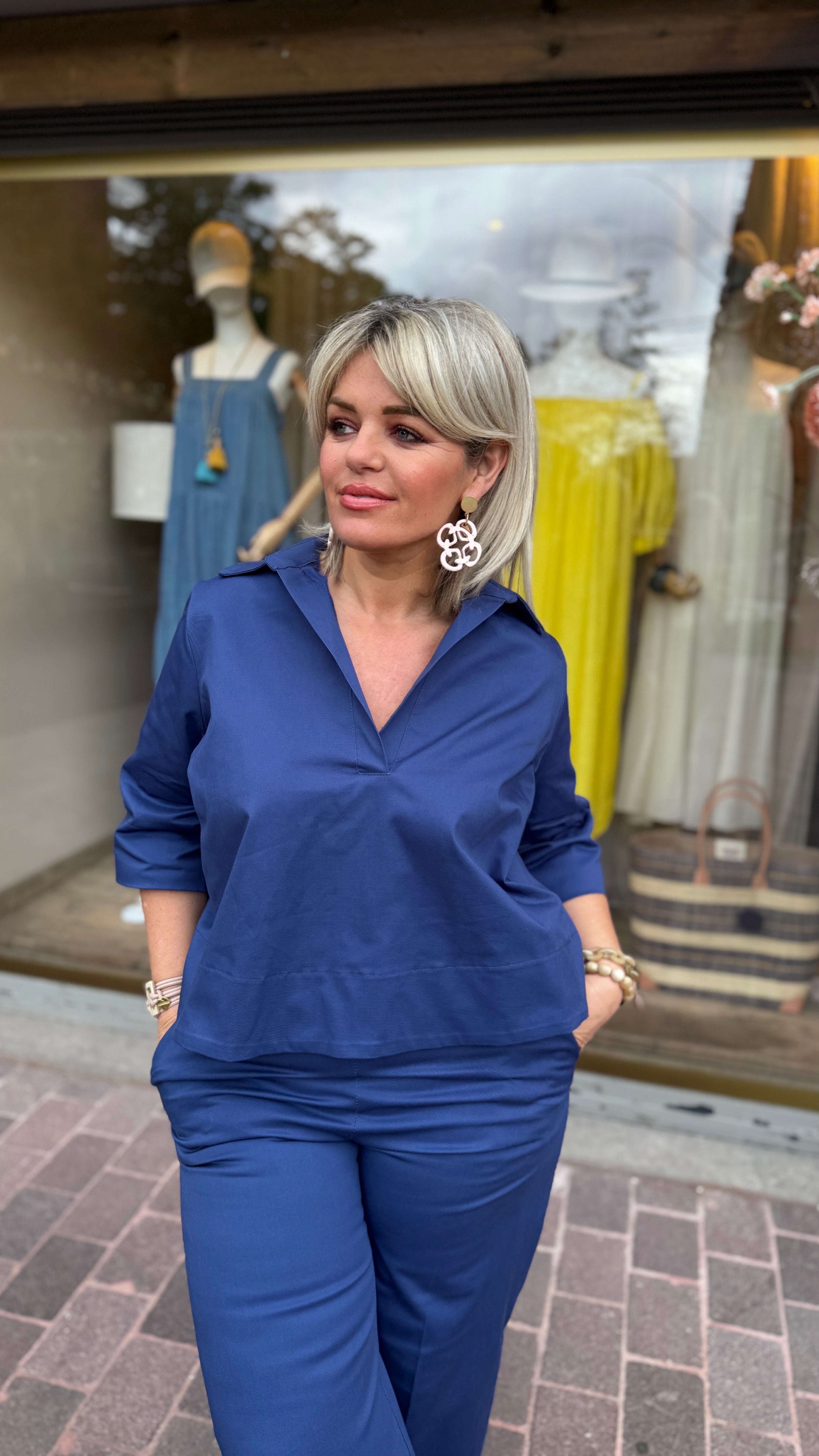 Blouse/blauw/LAO/BLACK ROSE