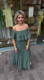 Afbeelding in Gallery-weergave laden, Off shoulder jurk/ groen/TESS

