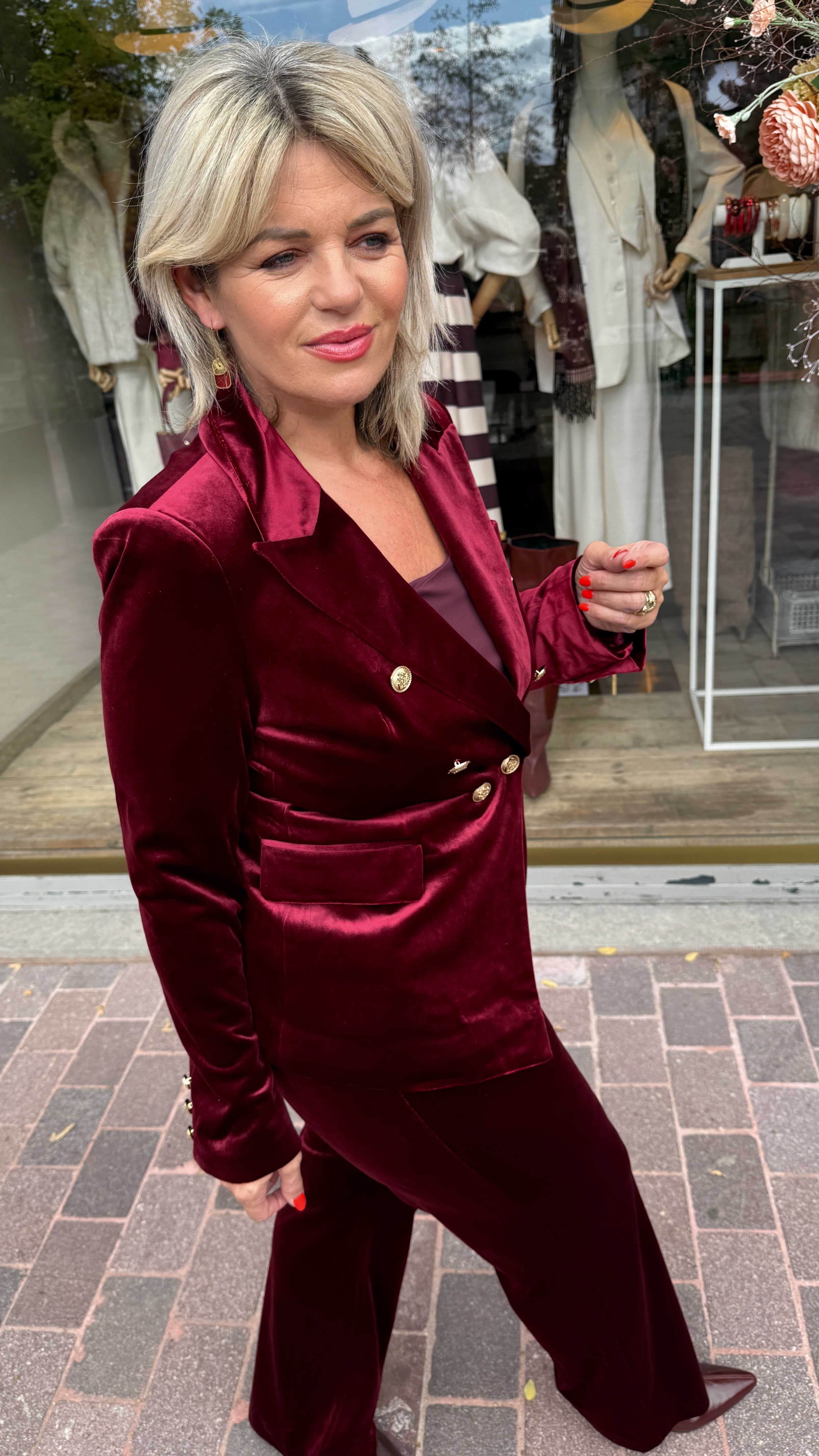 Velvet broek/MILA/ bordeaux