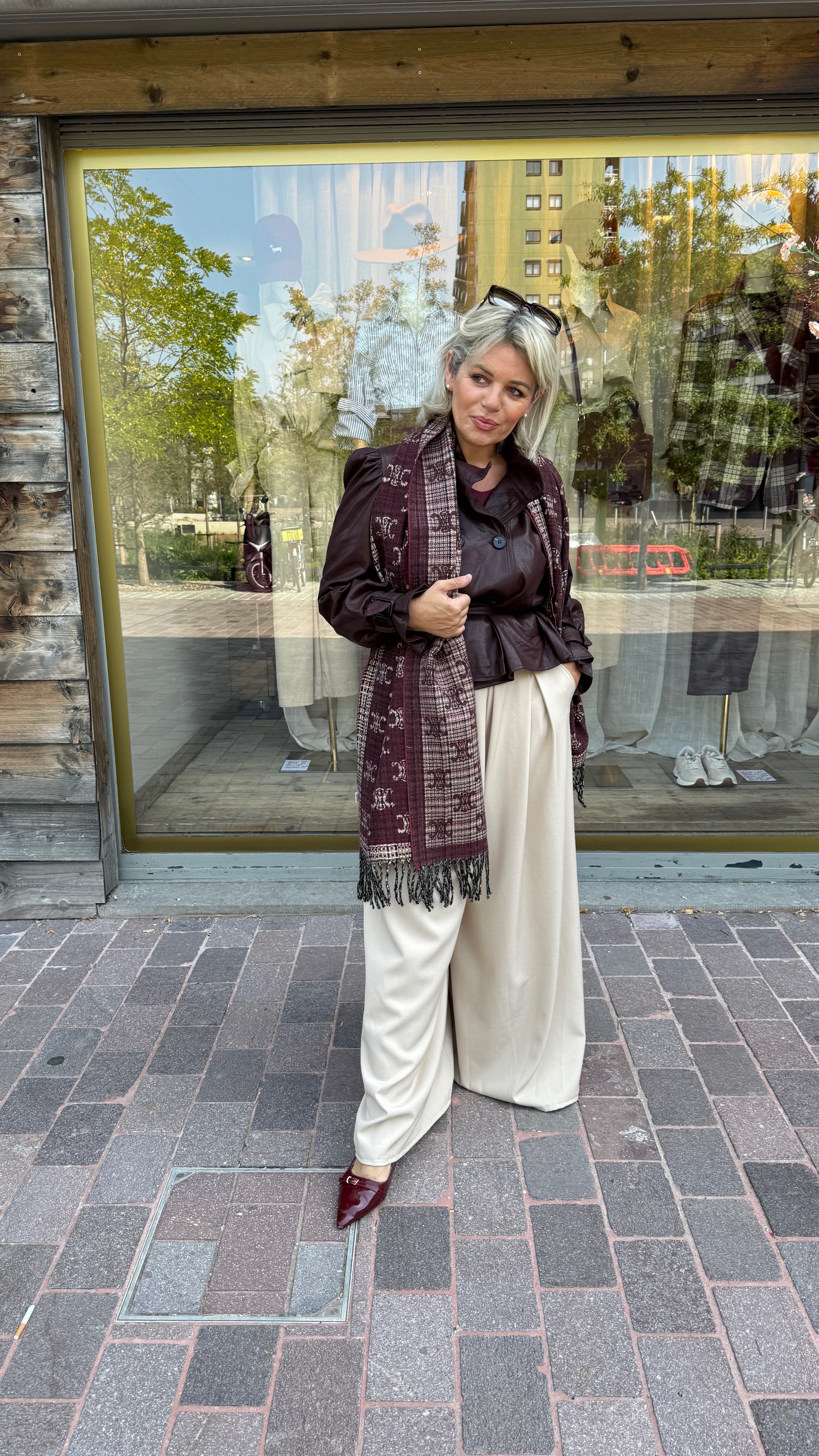 Lederlook jas/bordeaux/LOLO