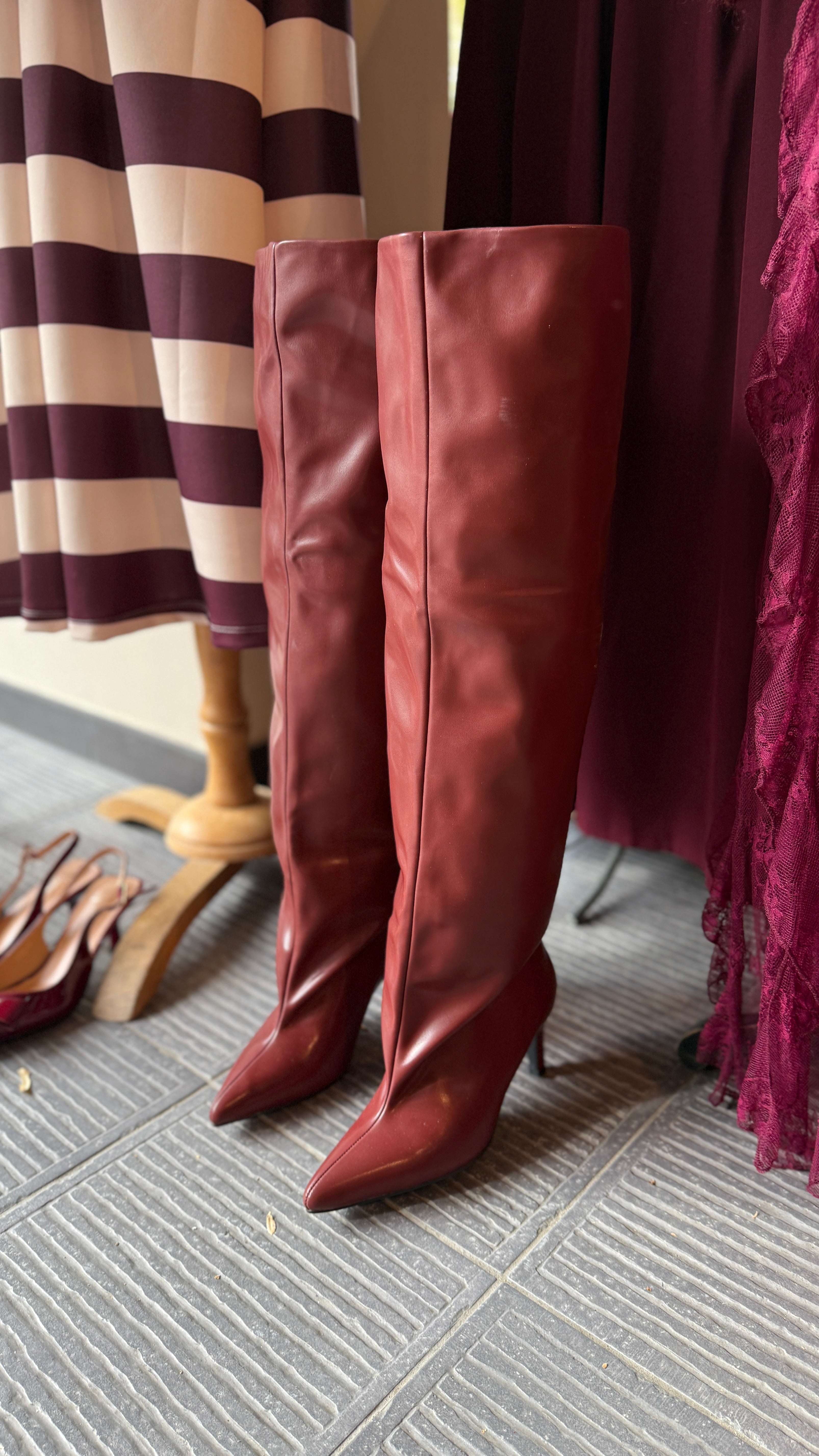 Overknee laars/ bordeaux/ MARRON