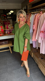 Afbeelding in Gallery-weergave laden, Jurk/ pofmouw/ groen/ NANCE
