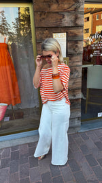 Afbeelding in Gallery-weergave laden, T-shirt streep/ oranje-wit/ ALEXA
