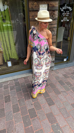 Afbeelding in Gallery-weergave laden, Satinlook jurk/ asymmetrisch/ JULIENNE
