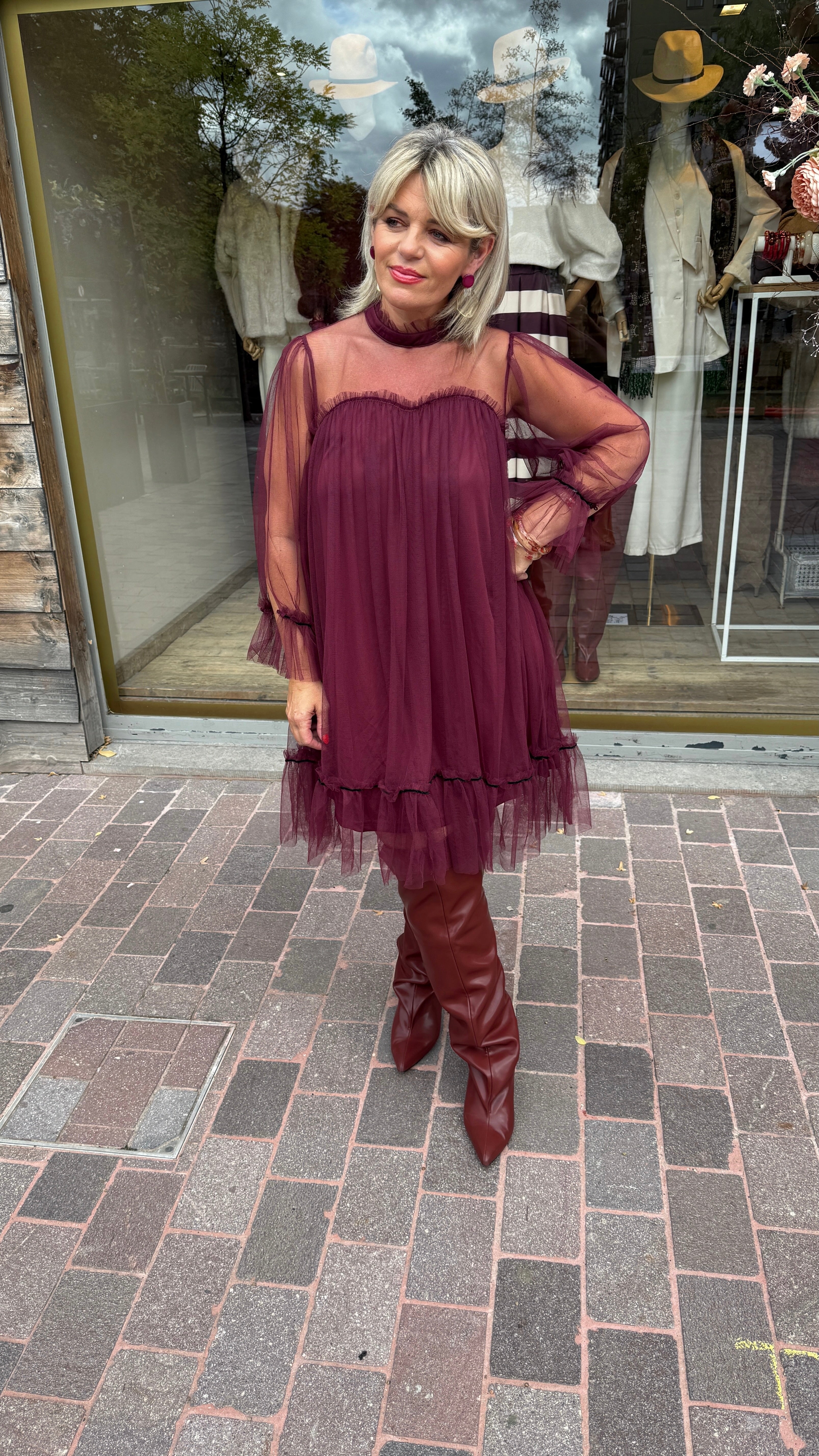 Overknee laars/ bordeaux/ MARRON